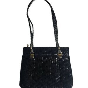Vintage Marlo Black Shiny Metalic Mesh Shoulder Bag